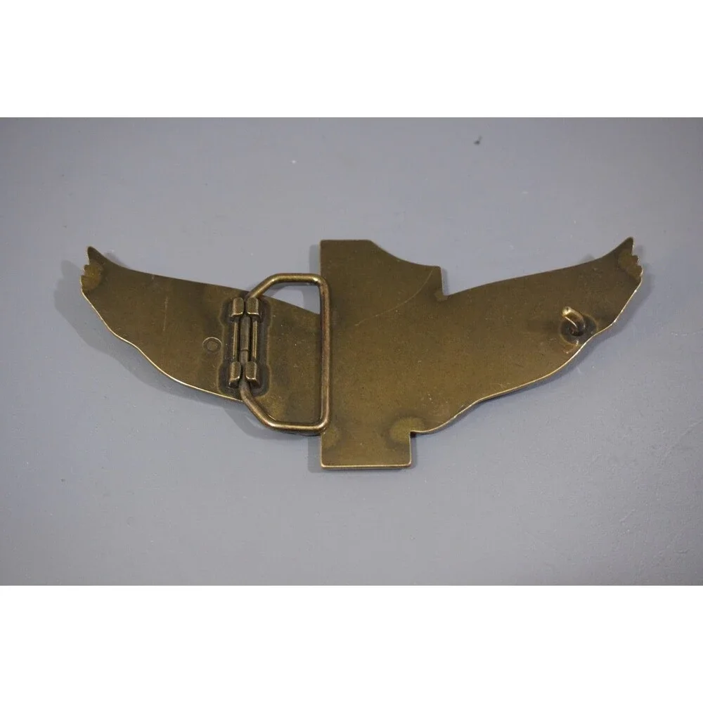 Vintage Brass Style Number 1 Pilot Wings Belt Buckle Aviation Biker Novelty